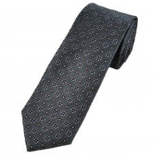 Tresanti Celeste Dark Grey, Burgundy, Light Blue & Silver Flower Pattern Men's Designer Tie