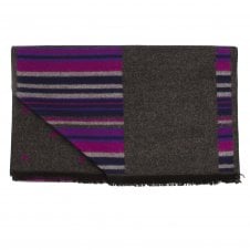 Tresanti Celeste Dark Grey, Multi Coloured Striped & Fuchsia Pink Polka Dot Reversible Scarf