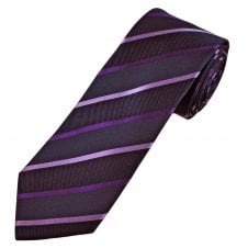 Tresanti Celeste Dark Navy Blue, Lilac & Purple Striped Men's Designer Silk Tie