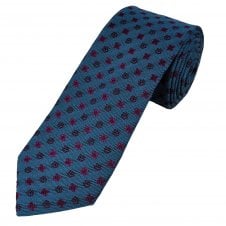 Tresanti Celeste Dark Slate Blue & Burgundy Patterned Men's Silk Tie