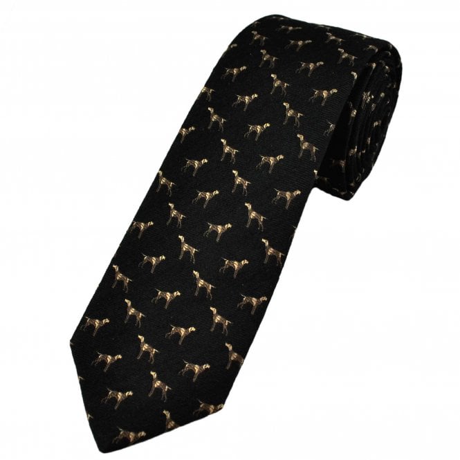 Tresanti Celeste Dogs Black Luxury Silk Men's Tie