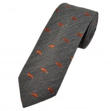 Tresanti Celeste Fox Light Grey Silk/Wool Blend Men's Novelty Tie