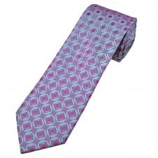 Tresanti Celeste Fuchsia Pink & Arctic Blue Pattern Men's Silk Tie