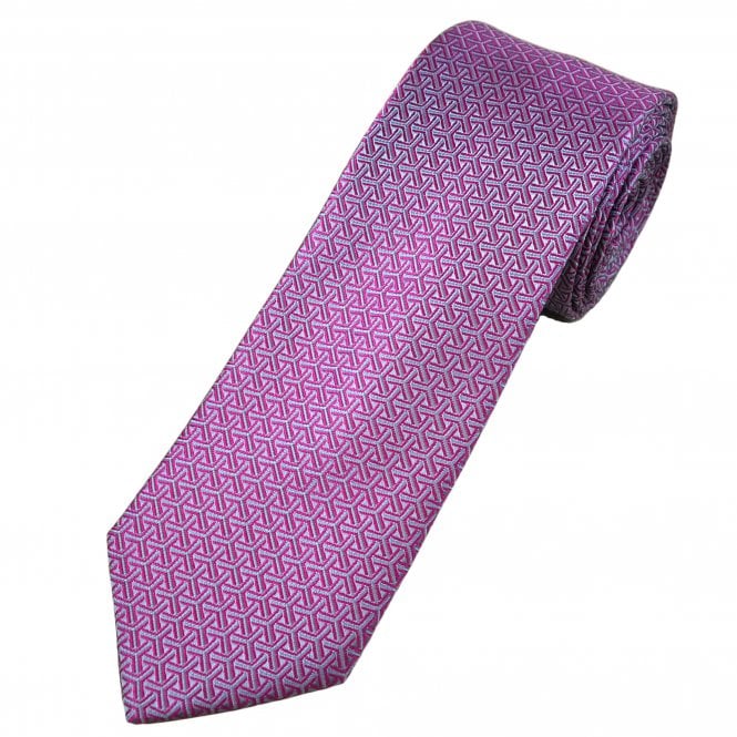 Tresanti Celeste Fuchsia Pink & Iceberg Blue Pattern Men's Silk Tie