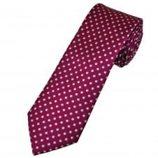 Tresanti Celeste Fuchsia Pink with Light Blue & Silver Pink Dot Pattern Men's Silk Designer Tie