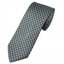 Tresanti Celeste Gold Beige, Navy & Light Blue Patterned Men's Silk Designer Tie