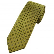Tresanti Celeste Gold & Black Floral Pattern with Dot Men's Designer Silk Tie