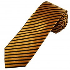 Tresanti Celeste Gold & Navy Blue Striped Men's Silk Designer Tie