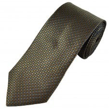 Tresanti Celeste Golden Beige, Brown, Navy & Light Blue Diamond Pattern Men's Silk Designer Tie