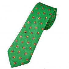 Tresanti Celeste Green, Fuchsia Pink & Golden Yellow Flower Pattern Men's Silk Tie