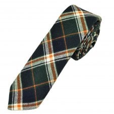 Tresanti Celeste Green, Navy Blue, Brown & Ivory Tartan Style Check 100% Cotton Men's Tie