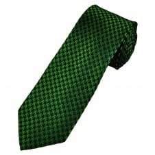 Tresanti Celeste Green & Navy Blue Houndstooth Patterned Men's Silk Tie