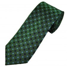 Tresanti Celeste Green, Navy Blue & Light Blue Pattern Men's Silk Tie