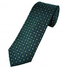 Tresanti Celeste Green, Shades of Blue & Silver Patterned Silk Men's Designer Tie