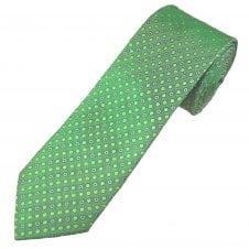 Tresanti Celeste Green, Silver, Fuchsia Pink & Gold Circles Men's Silk Tie