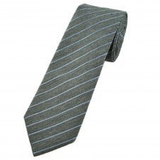 Tresanti Celeste Grey & Baby Blue Pin Stripe Men's Designer Silk Tie