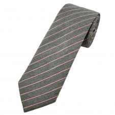 Tresanti Celeste Grey & Baby Pink Pin Stripe Men's Designer Silk Tie