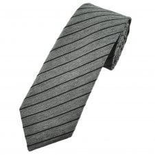 Tresanti Celeste Grey & Black Pin Stripe Men's Designer Silk Tie