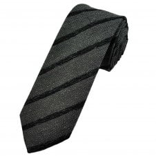 Tresanti Celeste Grey & Black Striped Men's Designer Tie