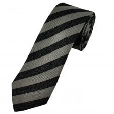 Tresanti Celeste Grey & Black Striped Men's Designer Tie