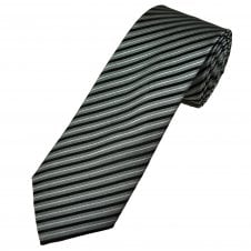 Tresanti Celeste Grey & Black Striped Men's Silk Tie