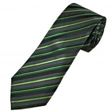 Tresanti Celeste Grey, Forest Green, Sage Green & Black Stripe Men's Silk Tie