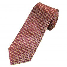 Tresanti Celeste Grey, Fuchsia Pink, Red, Orange & Gold Patterned Men's Silk Tie