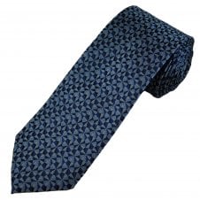 Tresanti Celeste Grey, Navy Blue & Black Triangle Pattern Men's Silk Designer Tie