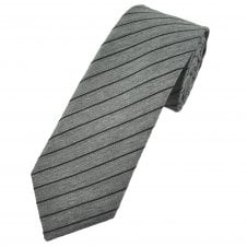 Tresanti Celeste Grey & Navy Blue Pin Stripe Men's Designer Silk Tie