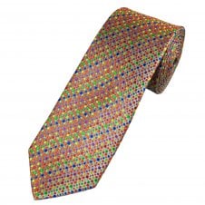 Tresanti Celeste Grey, Orange, Red, Yellow, Green & Royal Blue Square Patterned Men's Silk Tie