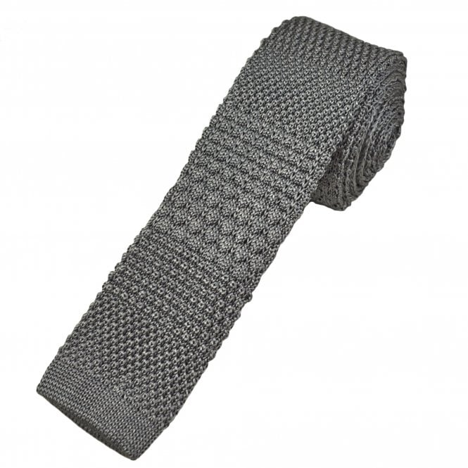 Tresanti Celeste Grey Patterned Men's Silk Knitted Skinny Tie