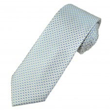 Tresanti Celeste Grey, Silver, Light Blue & Gold Pattern Men's Silk Tie