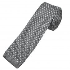Tresanti Celeste Grey & White V Pattern Men's Silk Knitted Tie