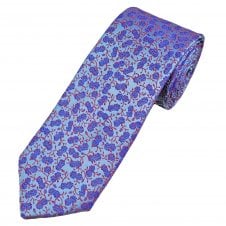Tresanti Celeste Iceberg Blue, Royal Blue, Fuchsia Pink & Plum Flower Pattern Men's Silk Tie