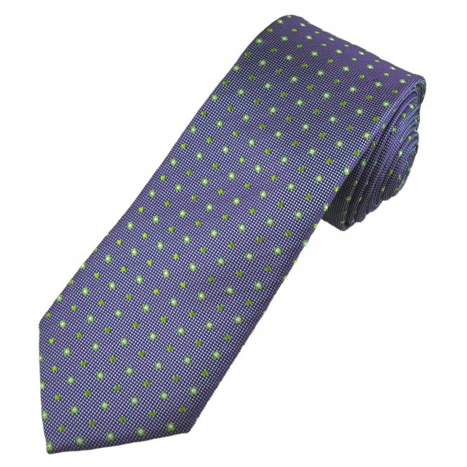 Tresanti Celeste Indigo Blue, Sky Blue, Green & Silver Pattern Men's Silk Designer Tie