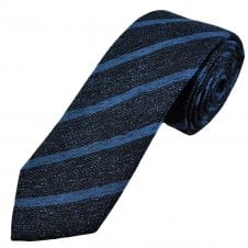 Tresanti Celeste Indigo & Light Blue Textured Stripe Men's Silk Designer Tie