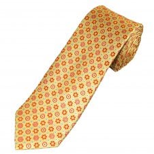 Tresanti Celeste Lemon Yellow, Red & Blue Patterned Men's Silk Tie