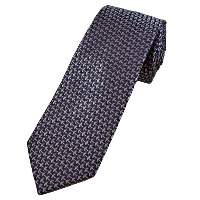 Tresanti Celeste Light Blue & Brown Arrow Patterned Men's Designer Silk Tie