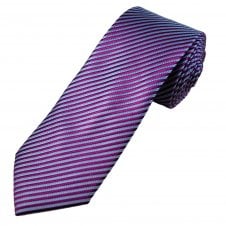 Tresanti Celeste Light Blue & Fuchsia Stripes with Pink Pin Dots Men's Silk Designer Tie