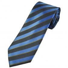 Tresanti Celeste Light Blue, Gold & Grey Striped Men's Silk Designer Tie