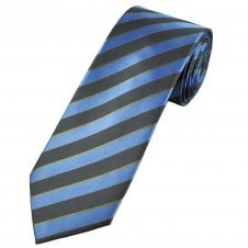 Tresanti Celeste Light Blue, Grey & Gold Striped Men's Silk Designer Tie