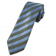 Tresanti Celeste Light Blue & Grey Striped Men's Designer Tie
