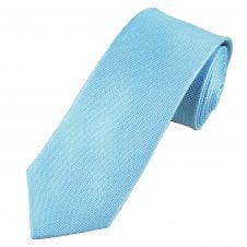 Tresanti Celeste Light Blue Micro Checked Patterned Men's Silk Designer Tie
