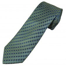 Tresanti Celeste Light Blue, Navy & Lemon Yellow Patterned Men's Silk Designer Tie