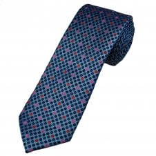 Tresanti Celeste Light Blue, Navy, Red & Pink Dot Pattern Men's Silk Designer Tie