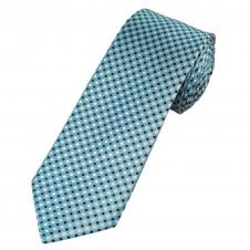 Tresanti Celeste Light Blue, Navy & Silver Dots Patterned Men's Silk Tie