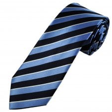 Tresanti Celeste Light Blue, Navy & Silver Striped Men's Silk Designer Tie