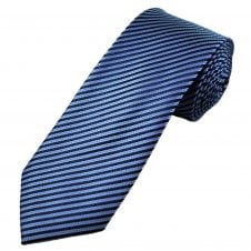 Tresanti Celeste Light Blue & Navy Stripes with Royal Blue Pin Dots Men's Silk Designer Tie