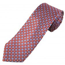 Tresanti Celeste Light Blue, Red, Pink & Silver Square Men's Silk Designer Tie