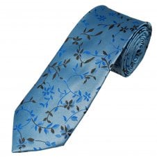 Tresanti Celeste Light Blue, Royal Blue & Brown Patterned Men's Silk Tie
